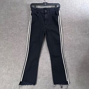 MOTHER Denim The Insider Crop Step Fray‎ Jeans Women Sz 27 Stripe Raw Hem